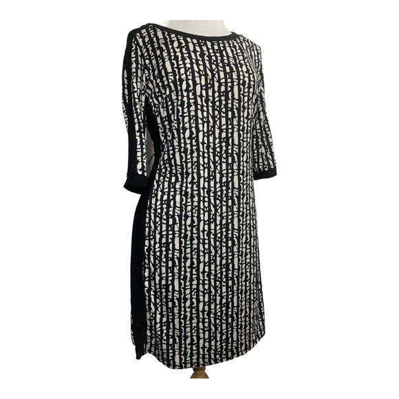 Emma & Michele Shift Dress Black & White Patterned 3/4 Sleeve US Med UK 12-14 - Picture 2 of 13